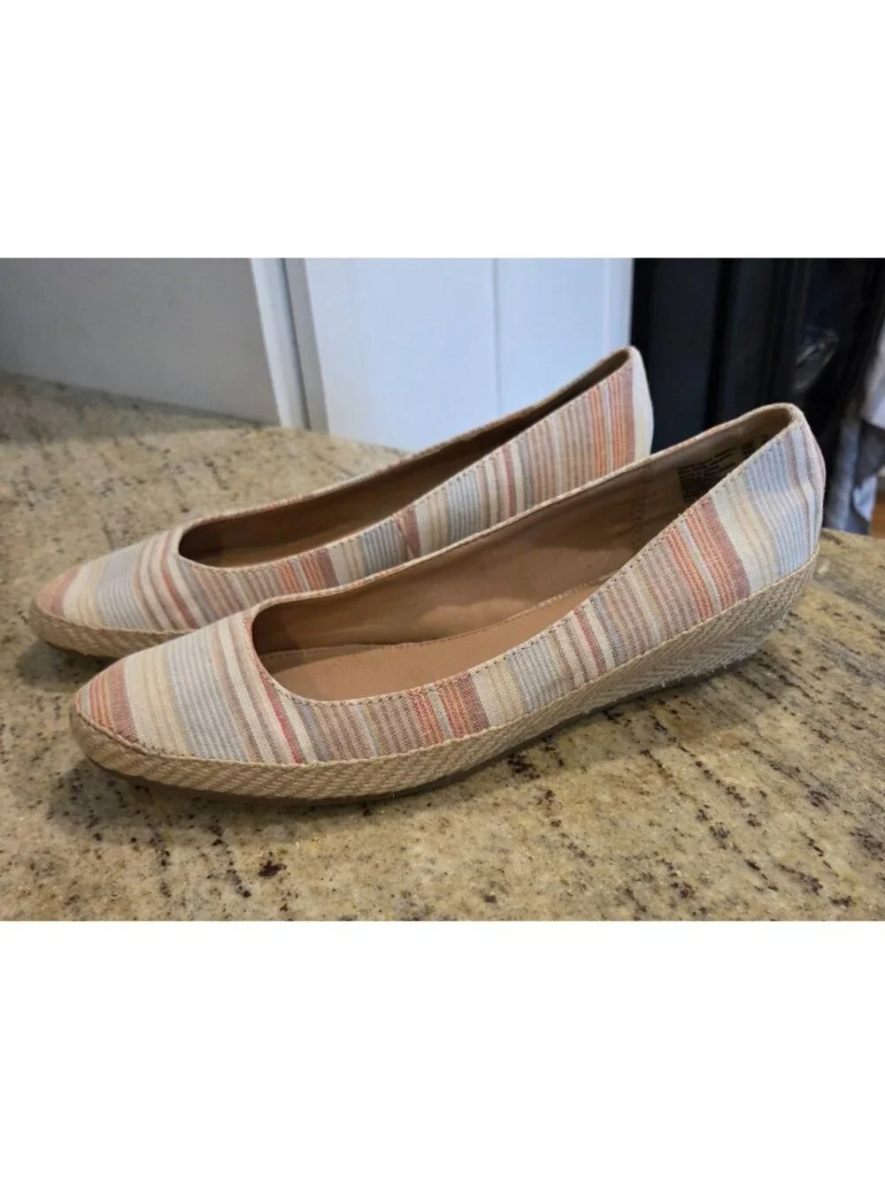American Eagle Ella Striped Slip On Espadrille Wedge Women’s Size 13